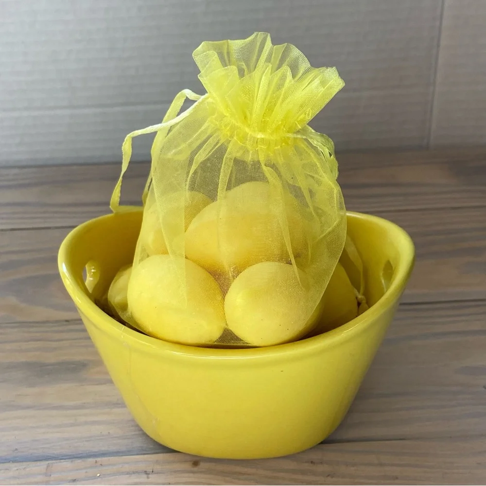 BOWL of LEMON Soaps for Bathroom or Kitchen Sink  GIFT SET